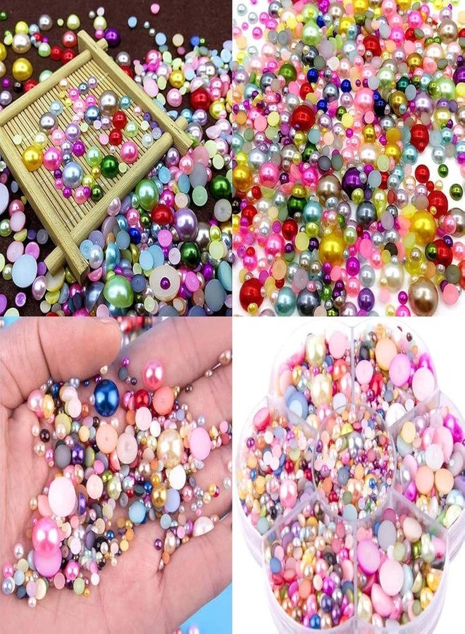 DIY Crafts 200 Pcs, As Image, Mixed Colours Sizes Half Pearl Bead Flat Back Plastic Beads for DIY Craft, Nail, Decor, Scrapbooking DIY Decor Hom (200 Pcs, As Image) - Image 1